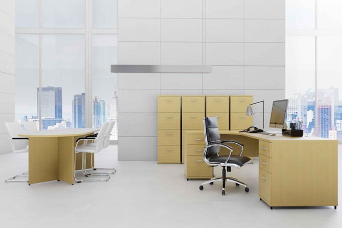 Solar Maple Finish Office Furniture Range