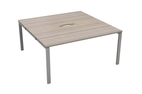 Kestral Grey Oak 2 Person Bench Desk - 1200mm Silver Leg