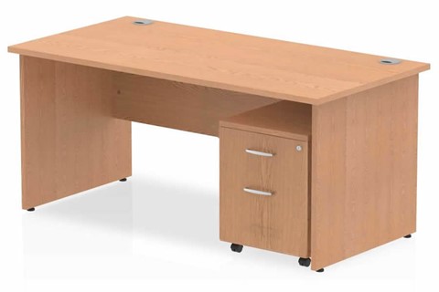 Norton Oak Panel Desk And Pedestal - 1400mm Wide 2 Drawer Option 