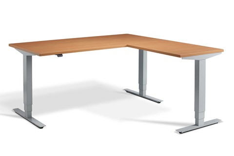 Advance Corner Height Adjustable Desk - 1600mm x 1600mm Beech Silver 