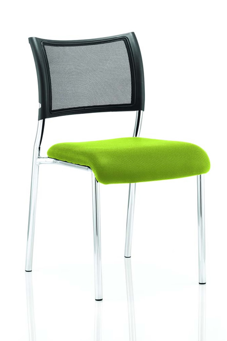 View Green Fabric Deeply Padded Stacking Visitor Chair Stacks 4 HighRobust Chrome Frame Black Breathable Mesh Backrest Fully AssembledMelbourne information