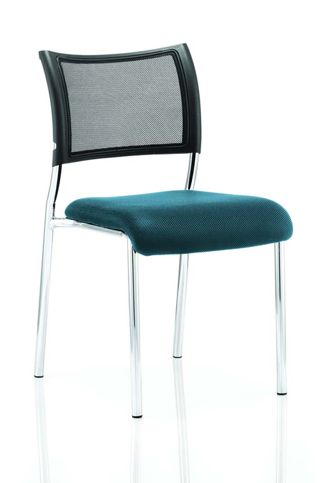 View Green Fabric Deeply Padded Stacking Visitor Chair Stacks 4 HighRobust Chrome Frame Black Breathable Mesh Backrest Fully AssembledMelbourne information