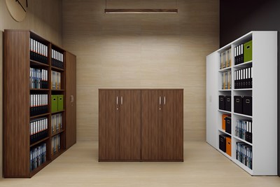 Nova Walnut  Tall Office Cupboard