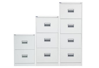 Mod White Steel Filing Cabinets - Two Drawer