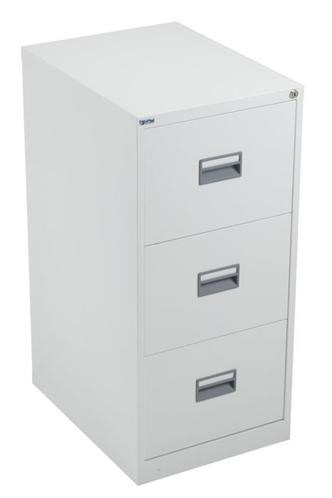 View White 3 Drawer Steel Filing Cabinet Fully Lockable Anti Tilt Mod Range information