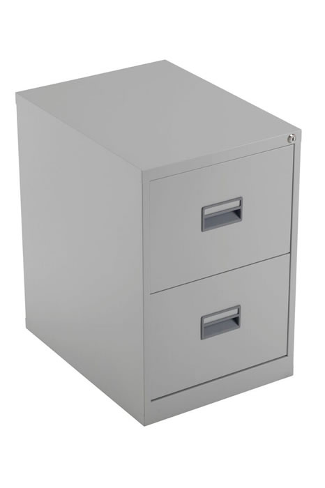 View 2 Drawer Steel Locking Filing Cabinet Grey Full Extending Easy Glide Drawers A4 Or Foolscap Files Card Labelling On Handles Fully Assembled information