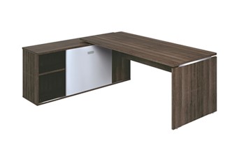 Mokka Rectangular Desk With Return - Royal Brown Oak 1820 mm Wide