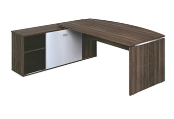 Mokka Curved Desk With Return - Royal Brown Oak