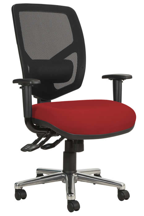 View Cherry Red Bariatric Heavy Duty Office Chair Fabric Seat Mesh Back Haddon information