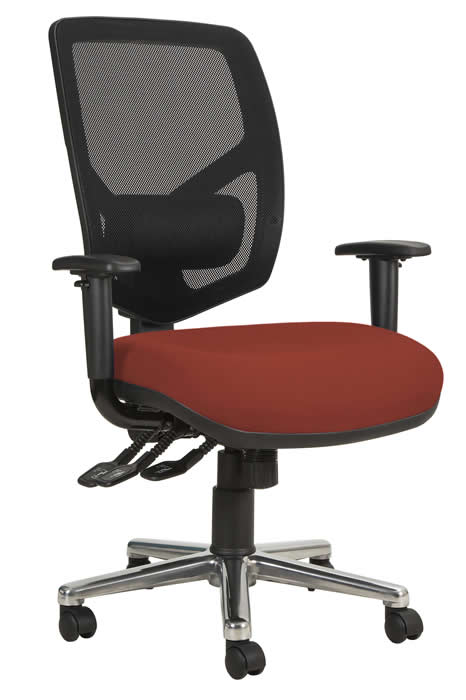 View Chilli Red Bariatric Heavy Duty Office Chair Fabric Seat Mesh Back Haddon information