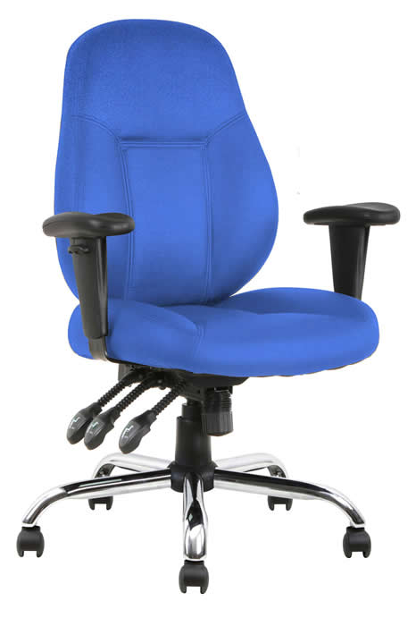 View Blue Ergonomic Contract Fabric 24Hour Usage Office Chair Suitable For Larger User Height Adjustable Backrest Arms Seat Slide Endurance information