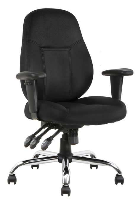 View Black Ergonomic Contract Fabric 24Hour Usage Office Chair Suitable For Larger User Height Adjustable Backrest Arms Seat Slide Endurance information
