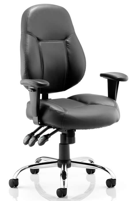 View Black Ergonomic Contract Leather 24Hour Usage Office Chair Suitable For Larger User Height Adjustable Backrest Arms Seat Slide Endurance information