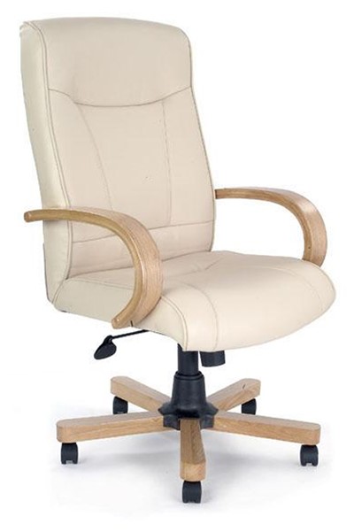 Cream Leather Office Chair Oak Arms, Non Leather Computer Chairs Uk