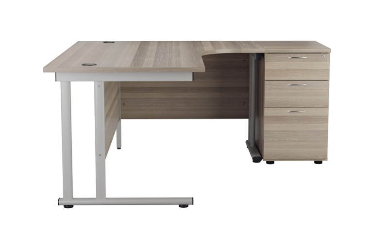 Kestral Grey Oak Corner Desk And Pedestal