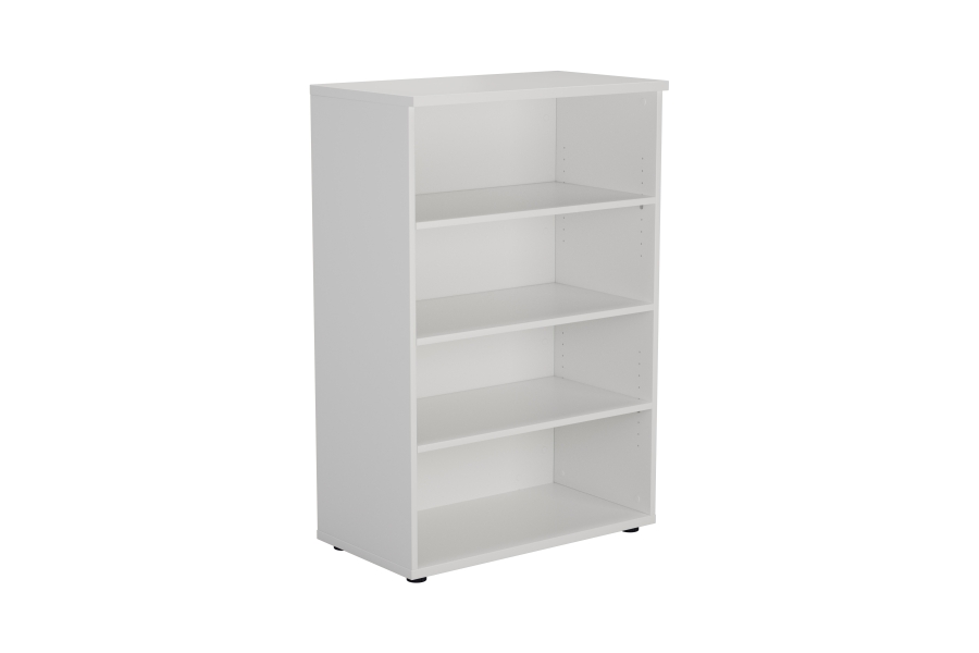 View Kestral White Wooden Four Adjustable Shelf Home Office Bookcase 1200mm Tall Adjustable Shelves 18mm MFC Board Levelling Feet Self Assembly information