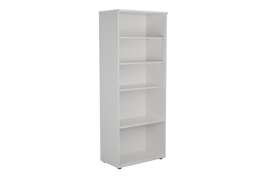 View Kestral White Wooden Four Adjustable Shelf Home Office Bookcase 2000mm Tall Adjustable Shelves 18mm MFC Board Levelling Feet Self Assembly information