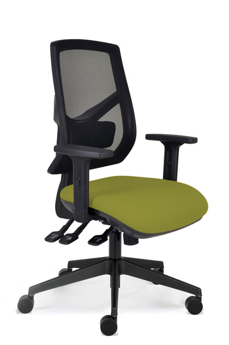 View Light Green Heavy Duty Posture Mesh Operator Chair Height Angle Adjustable Backrest Lumbar Support Independent Mechanism Positiv Me 500 information