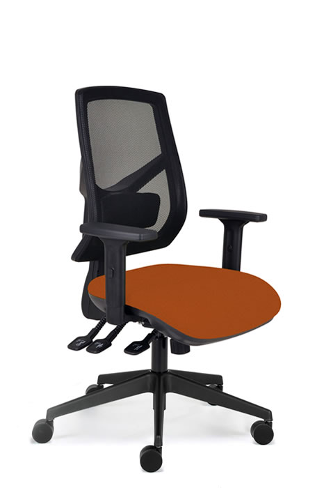 View Orange Heavy Duty Posture Mesh Operator Chair Height Angle Adjustable Backrest Lumbar Support Independent Mechanism Positiv Me 500 information
