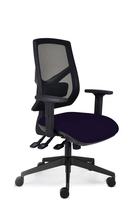 View Purple Heavy Duty Posture Mesh Operator Chair Height Angle Adjustable Backrest Lumbar Support Independent Mechanism Positiv Me 500 information