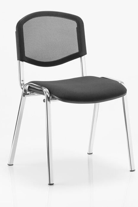 View Charcoal Grey Mesh Stacking Chrome Conference Visitor Waiting Room Chair Breathable Mesh Backrest Deeply Padded Seat Chromed Steel Frame information