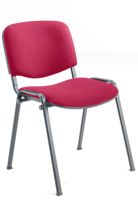 View Club Conference Chair Claret Red Upholstered Fabric Strong Chrome Frame Legs Padded Seat Back Rest Stackable Up To 12 High information