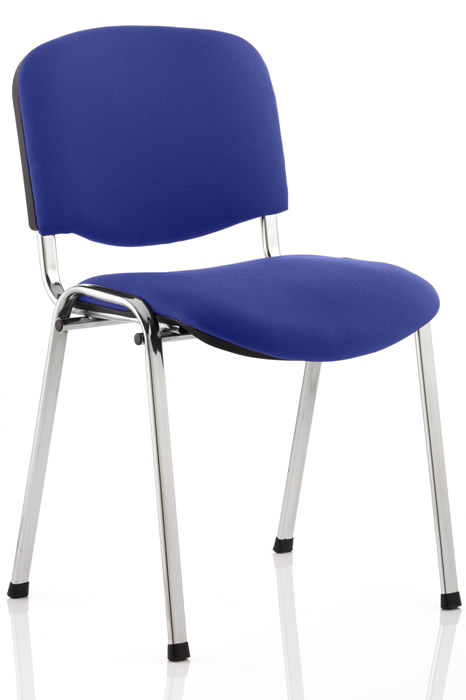View Club Conference Chair Royal Blue Upholstered Fabric Strong Chrome Frame Legs Padded Seat Back Rest Stackable Up To 12 High information