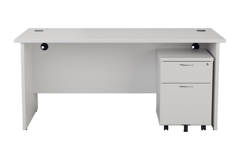 Kestral White Panel Promo Desk And Pedestal