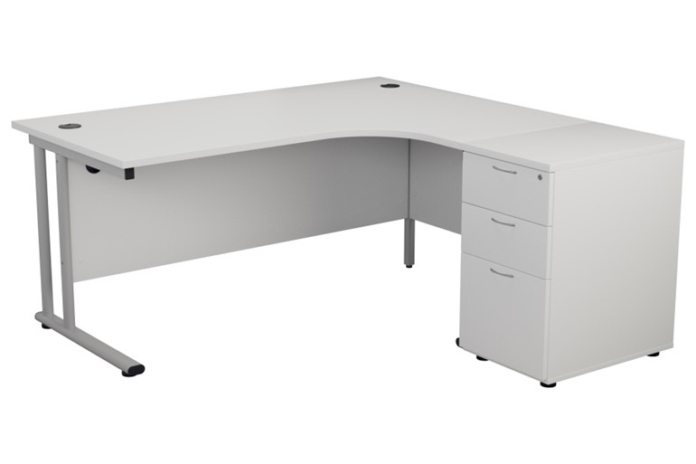 Kestral White Corner Desk And Pedestal