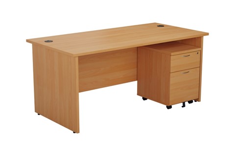 Kestral Beech Panel Promo Desk And Pedestal - 1400mm 2 Drawer Option