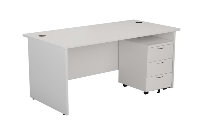 Kestral White Panel Promo Desk And Pedestal