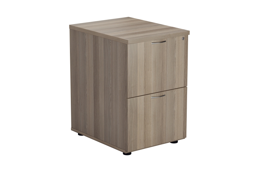 View Grey Oak Finish Wooden Two Drawer Filing Chest Cabinet Fully Extending Drawers Anti Tilt Mechanism Scratch Resistant Surface Kestral information