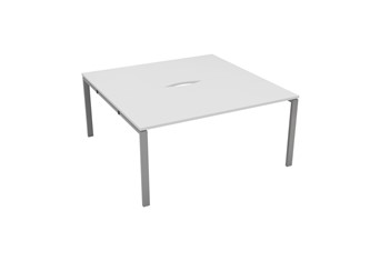 Kestral White 2 Person Bench Desk - 1200mm Silver Leg