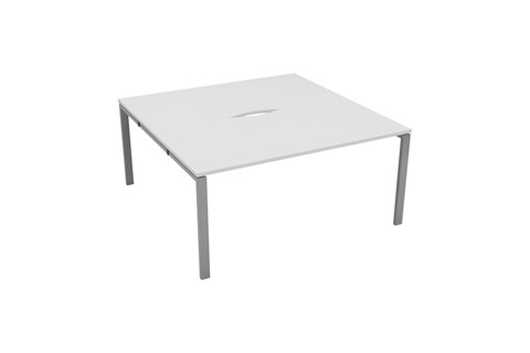 Kestral White 2 Person Bench Desk - 1200mm Silver Leg