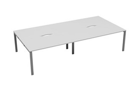 Kestral White 4 Person Bench Desk - 1200mm Silver Leg
