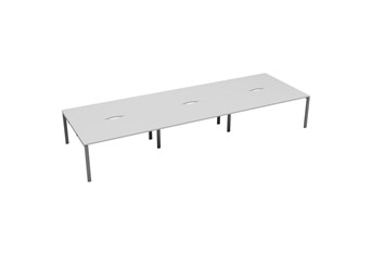 Kestral White 6 Person Bench Desk - 1200mm Silver Leg