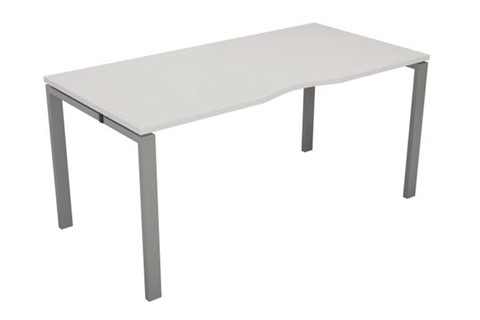 Kestral White Single Bench Desk - 1200mm Silver Leg
