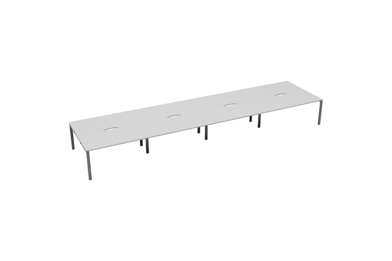 Kestral White 8 Person Double Bench Desk