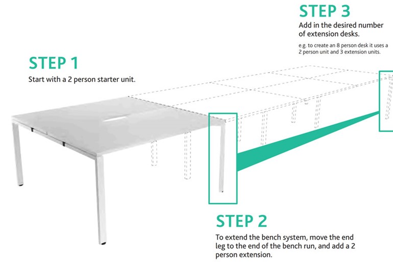 Kestral Grey Oak 4 Person Double Bench Desk