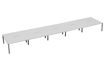 Kestral White 10 Person Bench Desk - 1200mm Silver Leg