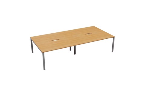 Kestral 4 Person Bench Desk - 1600mm Beech Silver