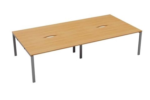 Kestral 4 Person Bench Desk - 1200mm Beech Silver