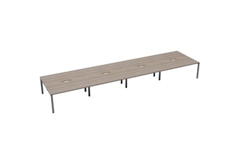 Kestral Grey Oak 8 Person Bench Desk - 1200mm Silver Leg