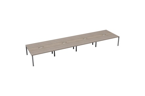 Kestral Grey Oak 8 Person Bench Desk - 1200mm Silver Leg
