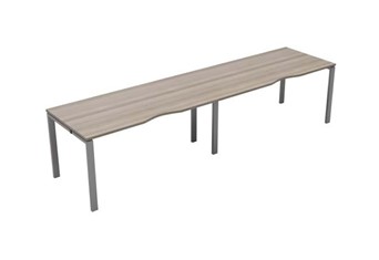 Kestral Grey Oak Single 2 Person Bench Desk - 1200mm Silver Leg