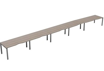 Kestral Grey Oak Single 5 Person Bench Desk - 1200mm Silver