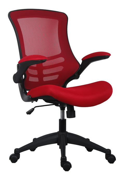 Mesh Back Office Chair - Folding Arms - 5 Colours - Height Adjustable
