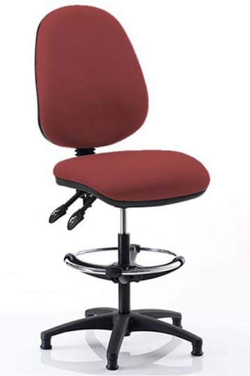View Red Upholstered Draughtsman Draughter Office Laboratory Chair Height Adjustable Fixed Glides To Stop Movement Recling Backrest Deep Padding information