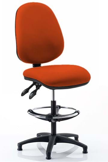 View Orange Upholstered Draughtsman Draughter Office Laboratory Chair Height Adjustable Fixed Glides To Stop Movement Recling Backrest Deep Padding information