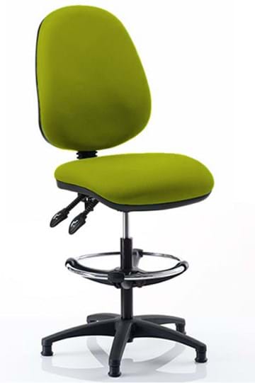 View Green Upholstered Draughtsman Draughter Office Laboratory Chair Height Adjustable Fixed Glides To Stop Movement Recling Backrest Deep Padding information